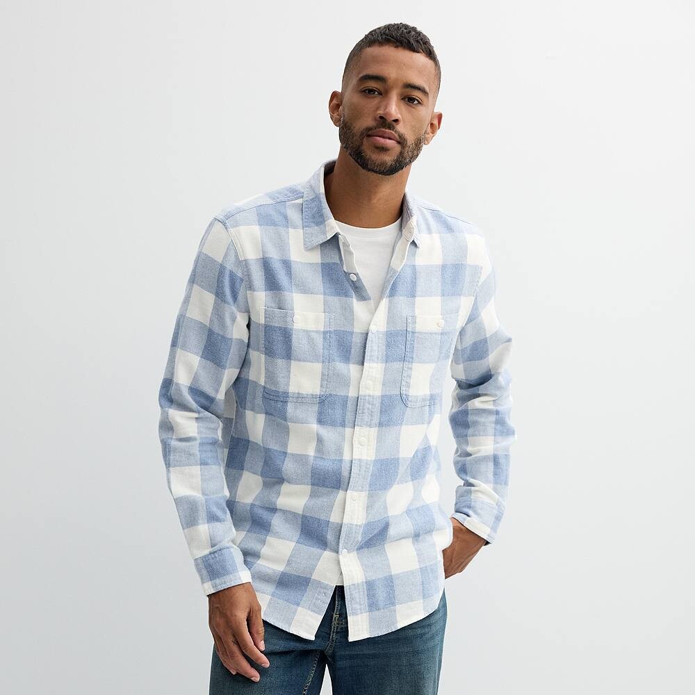 

Мужская фланелевая рубашка на пуговицах Sonoma Goods For Life, цвет Blue Buff Check