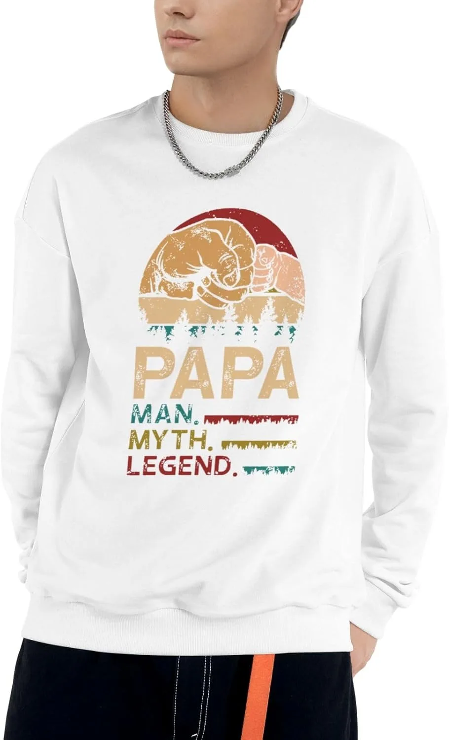 Толстовка с длинными рукавами и капюшоном Papa Man Myth Legend, забавный подарок, белая Generic, белый — фото 3