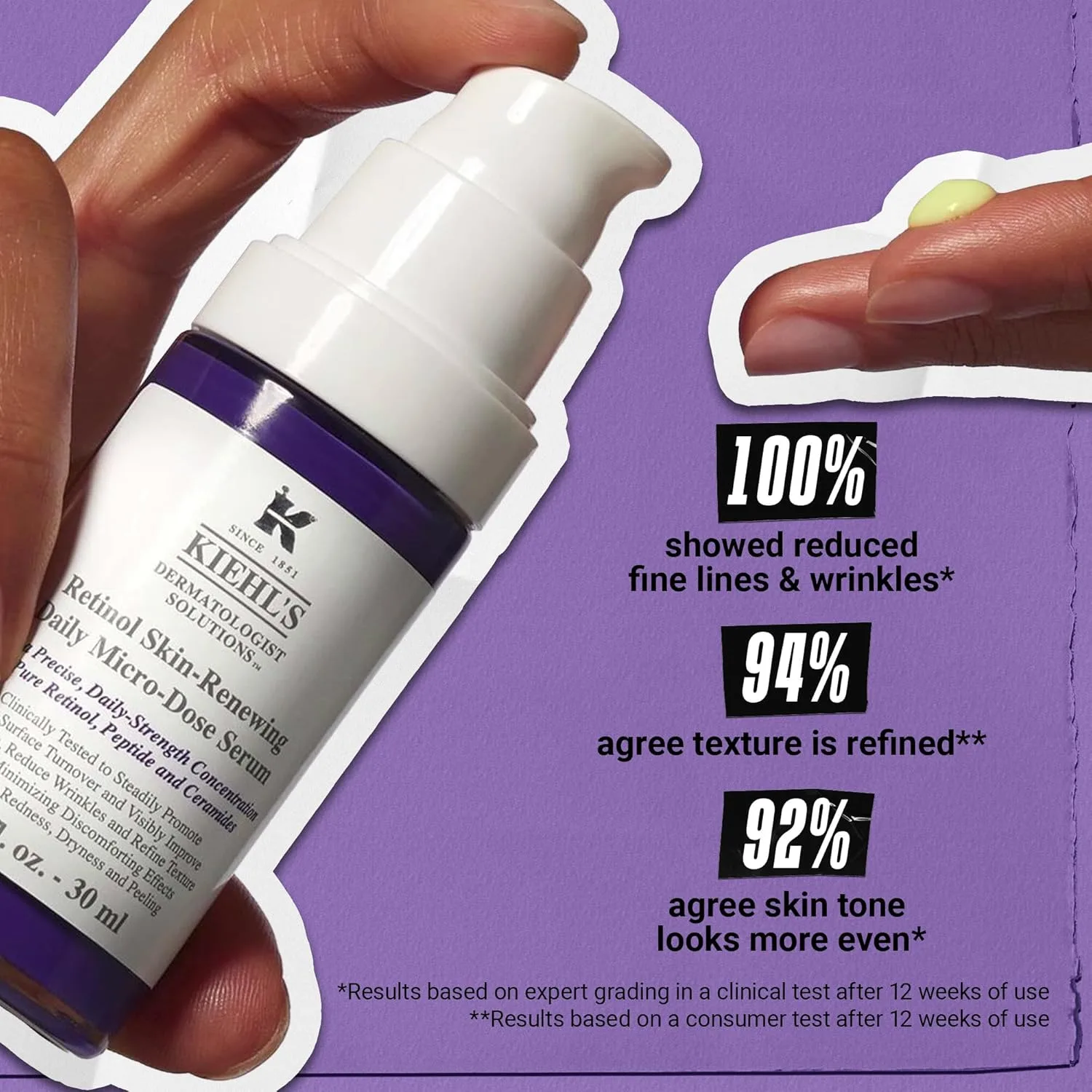 Сыворотка Kiehl's — Daily Micro-Dose Anti-Aging Retinol Facial Serum, уменьшает морщины, подтягивает кожу, 50 мл — фото 3