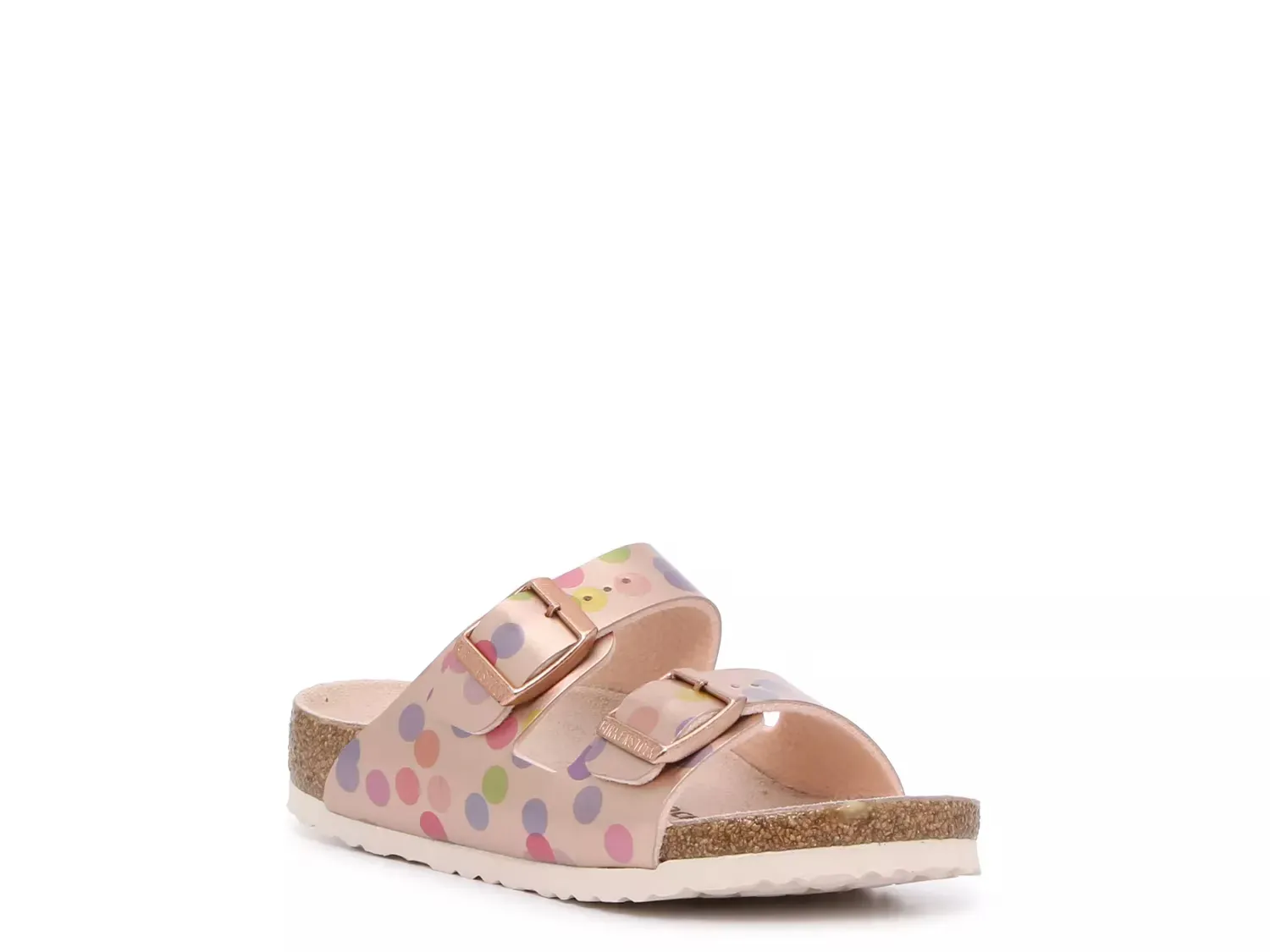

Сандалии Arizona - детские Birkenstock, Rose Gold Metallic/Multicolor Polka Dot