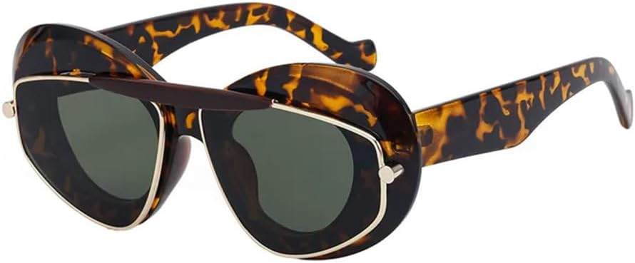 

Солнцезащитные очки в крупной оправе 2027 года для женщин и мужчин. Винтажные солнцезащитные очки. Популярный панк-тренд. Сексуальные женские очки MTZJH, Leopard Dark Green