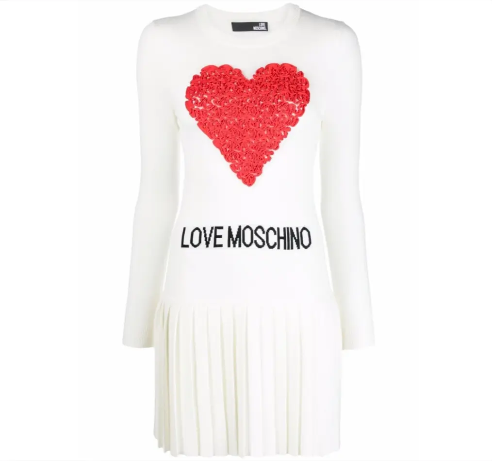 

Белое шерстяное женское платье LOVE MOSCHINO
