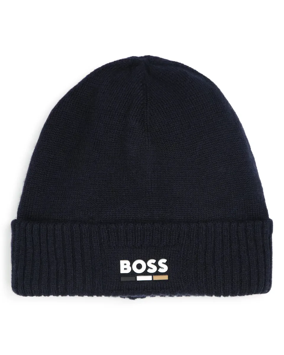

Черная шапка для мальчика из полиэстера BOSS Kidswear