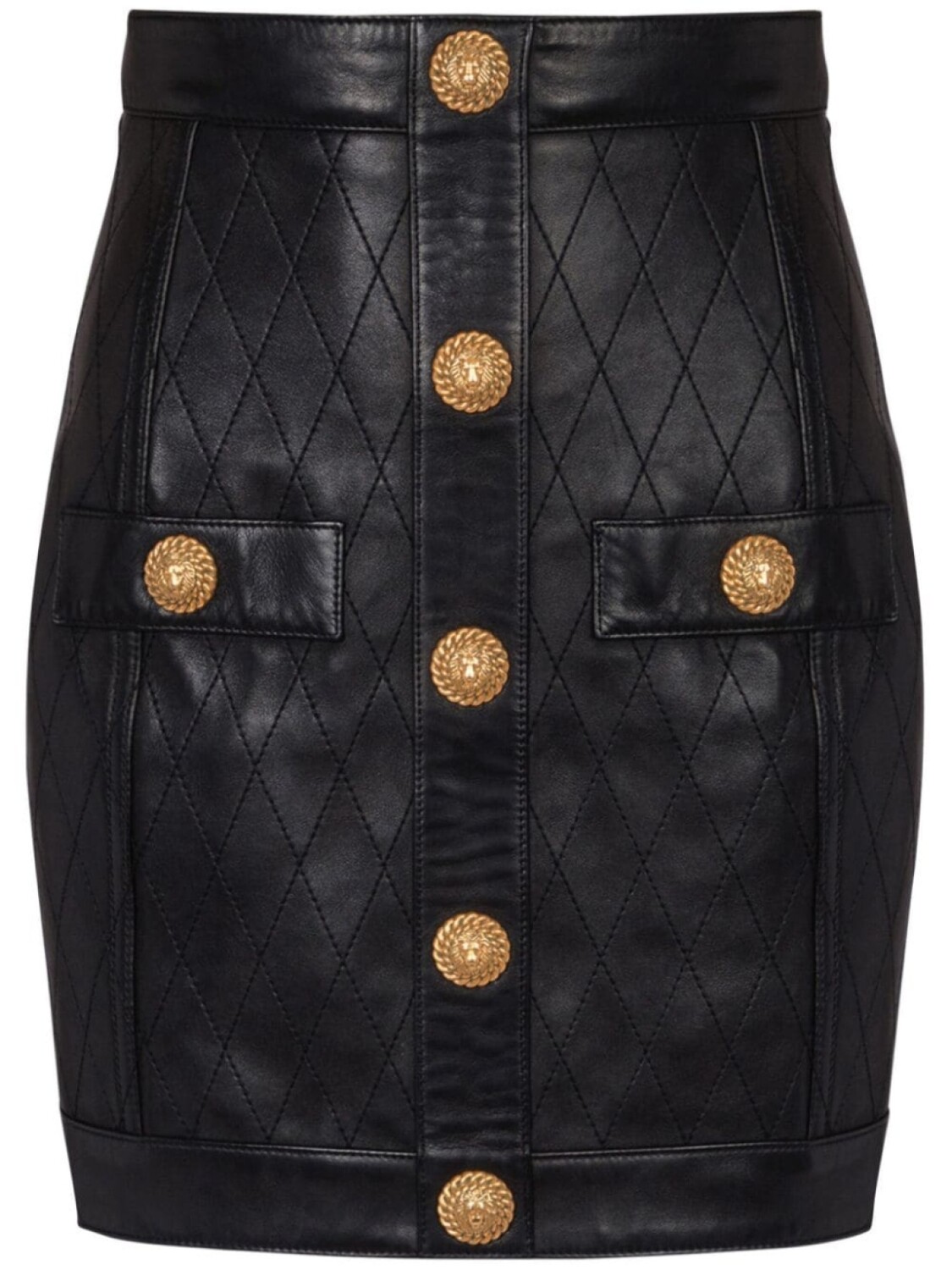 

Balmain кожаная мини-юбка с пуговицами, черный