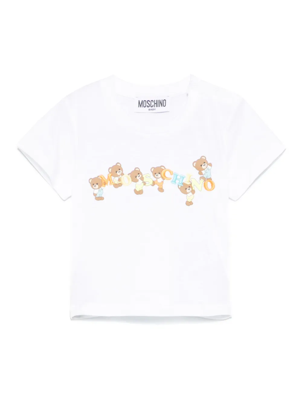 

Футболка с вышитым логотипом Moschino Kids, белый