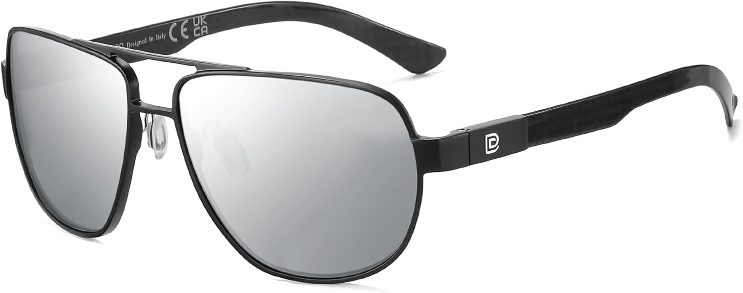 

Солнцезащитные очки-авиаторы DUCO для мужчин, поляризованные, с защитой от УФ-излучения, дужки из углеродного волокна, мужские солнцезащитные очки для вождения 3051, Black Frame Mirror Lens