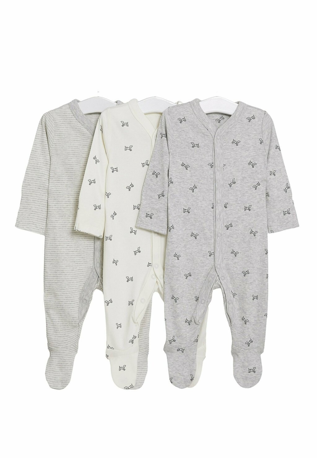 

Комбинезон 3 PACK DOG & STRIPED Marks & Spencer, цвет grey marl