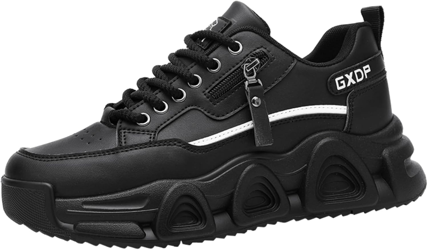 

Мужские черные высокие кеды, стильные с застежкой-молнией и шнуровкой, с массивной подошвой в стиле стритвир, удобная повседневная обувь Aokisx