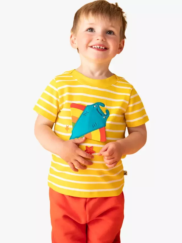 Детская интерактивная футболка Easy On, цвет лимонный бретонский/рэйнский Frugi — фото 2