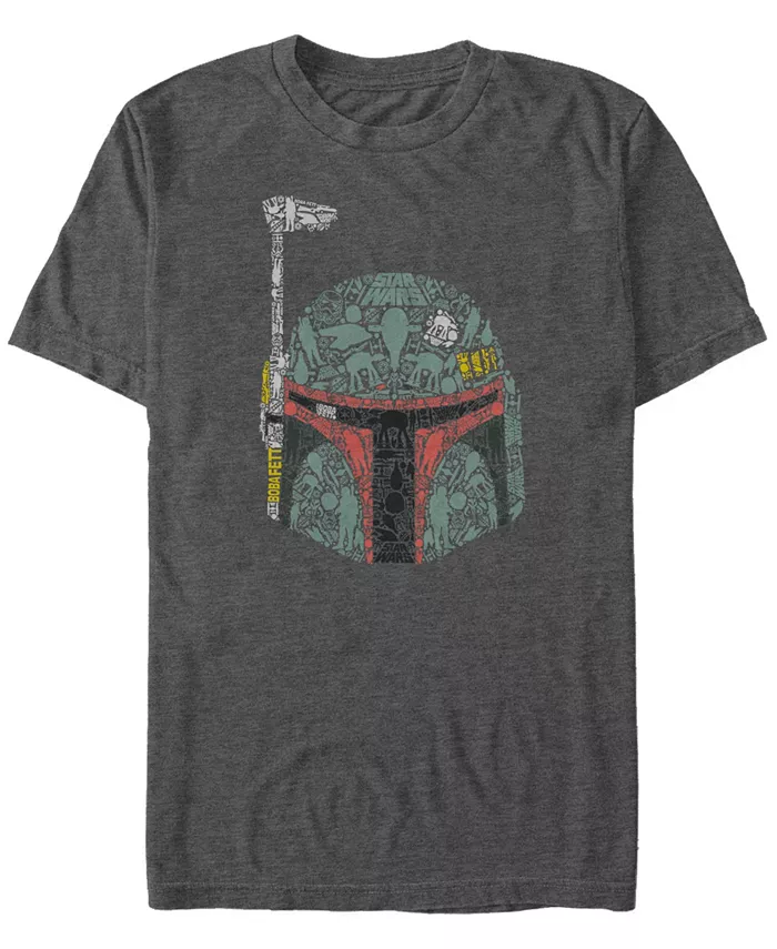

Футболка мужская Star Wars Classic Boba Fett с принтом "скрытые изображения" и шлемом, короткий рукав Fifth Sun, серый