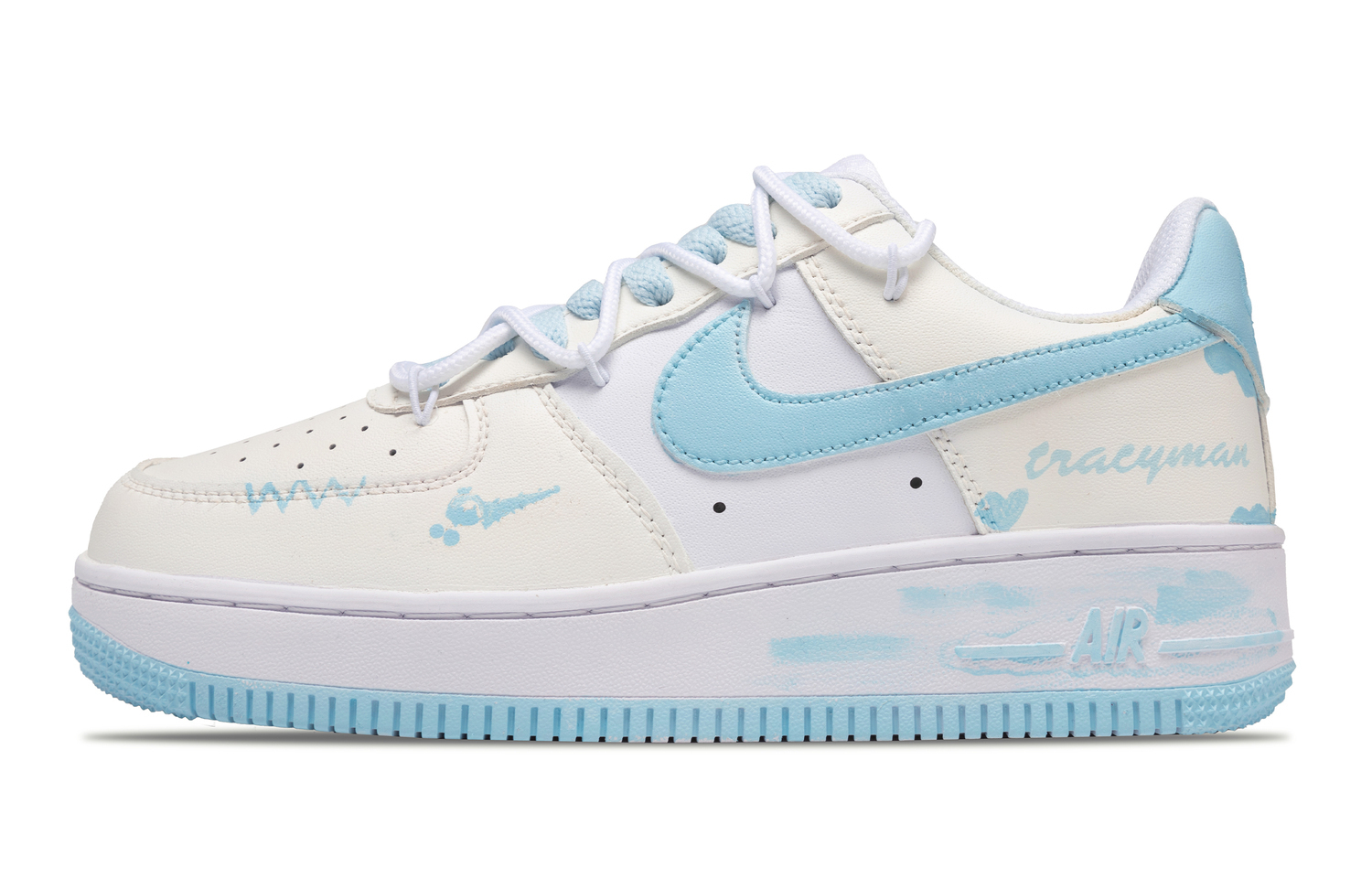 

Nike Кроссовки Air Force 1 Heart Love Anti-Slip Wear-Resistant Low-Top Kids' Skateboarding Shoes Blue Teenagers