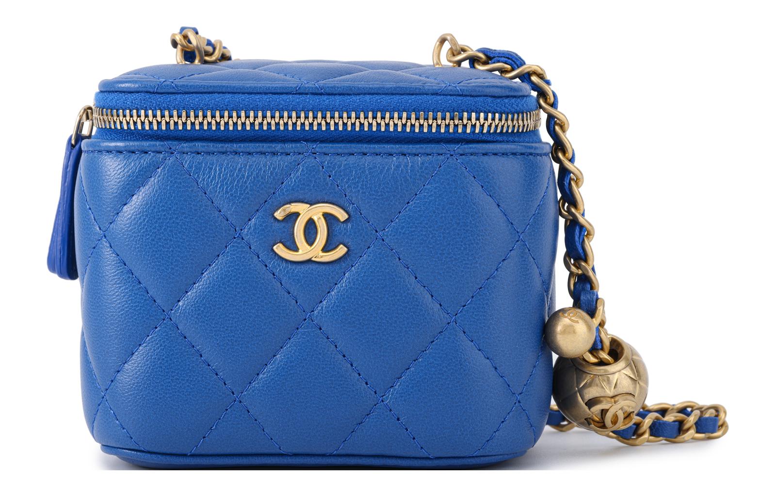 CHANEL Кожаная сумка-коробка Косметичка Сумка через плечо Маленькая женская сумка кроссбоди Синяя — фото 2
