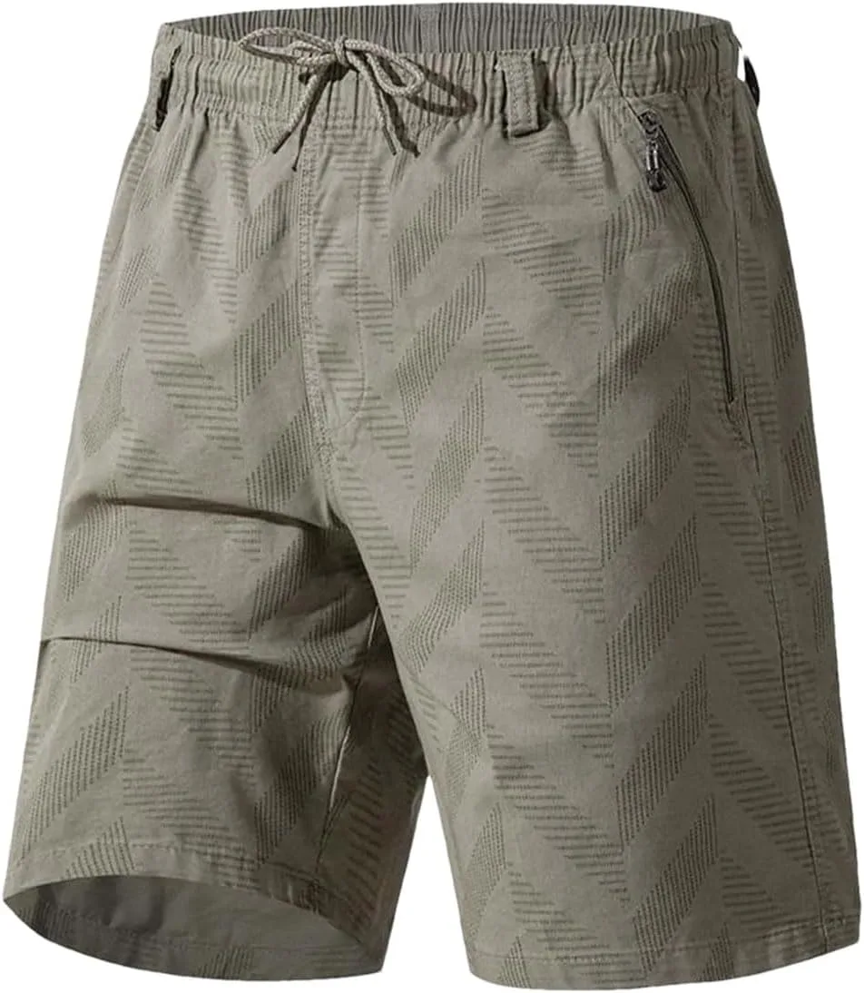 

Мужские спортивные шорты с принтом, эластичным поясом и карманами на молнии