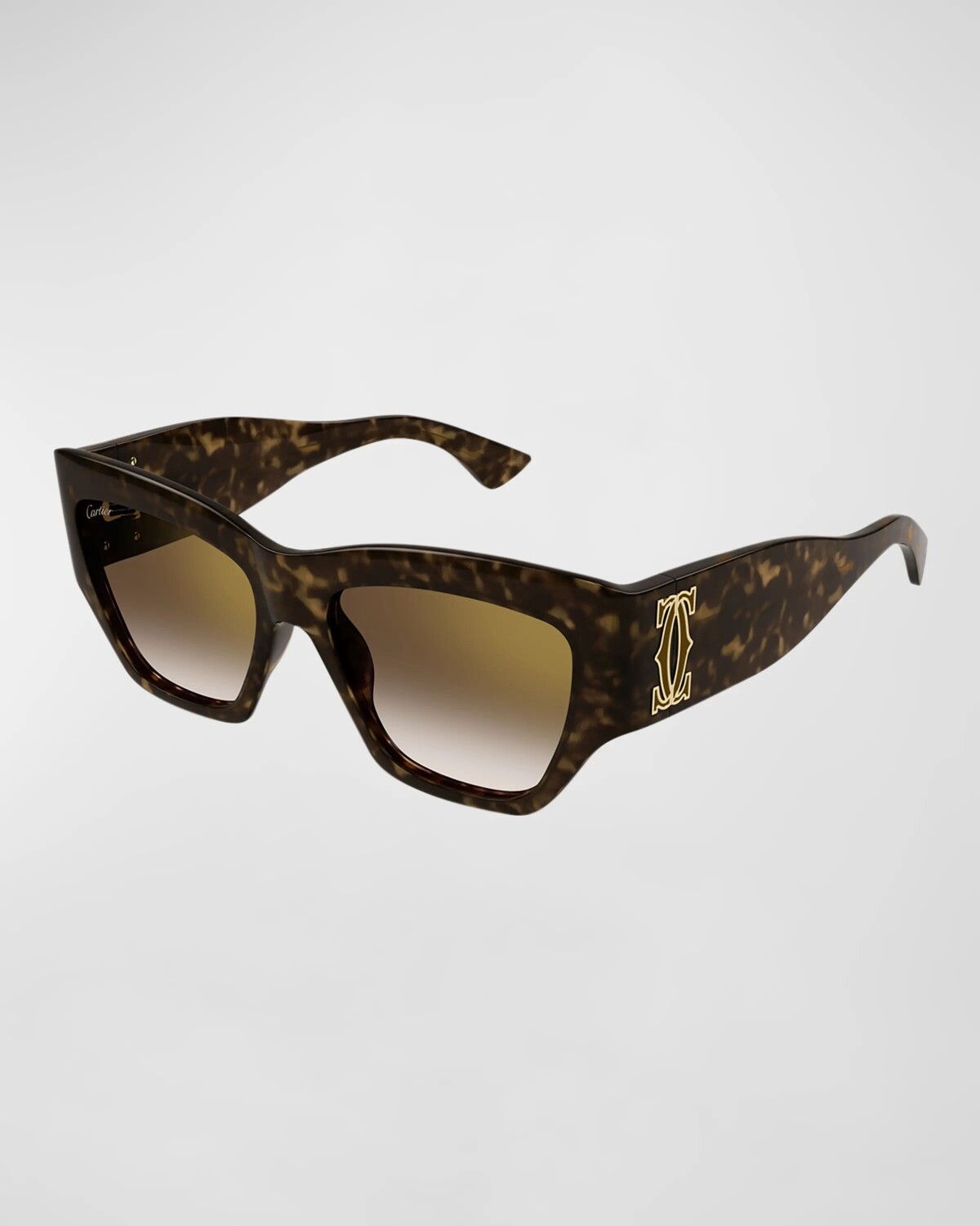

Солнцезащитные очки «кошачий глаз» из ацетата монограммы Cartier, цвет Dark Tortoiseshell