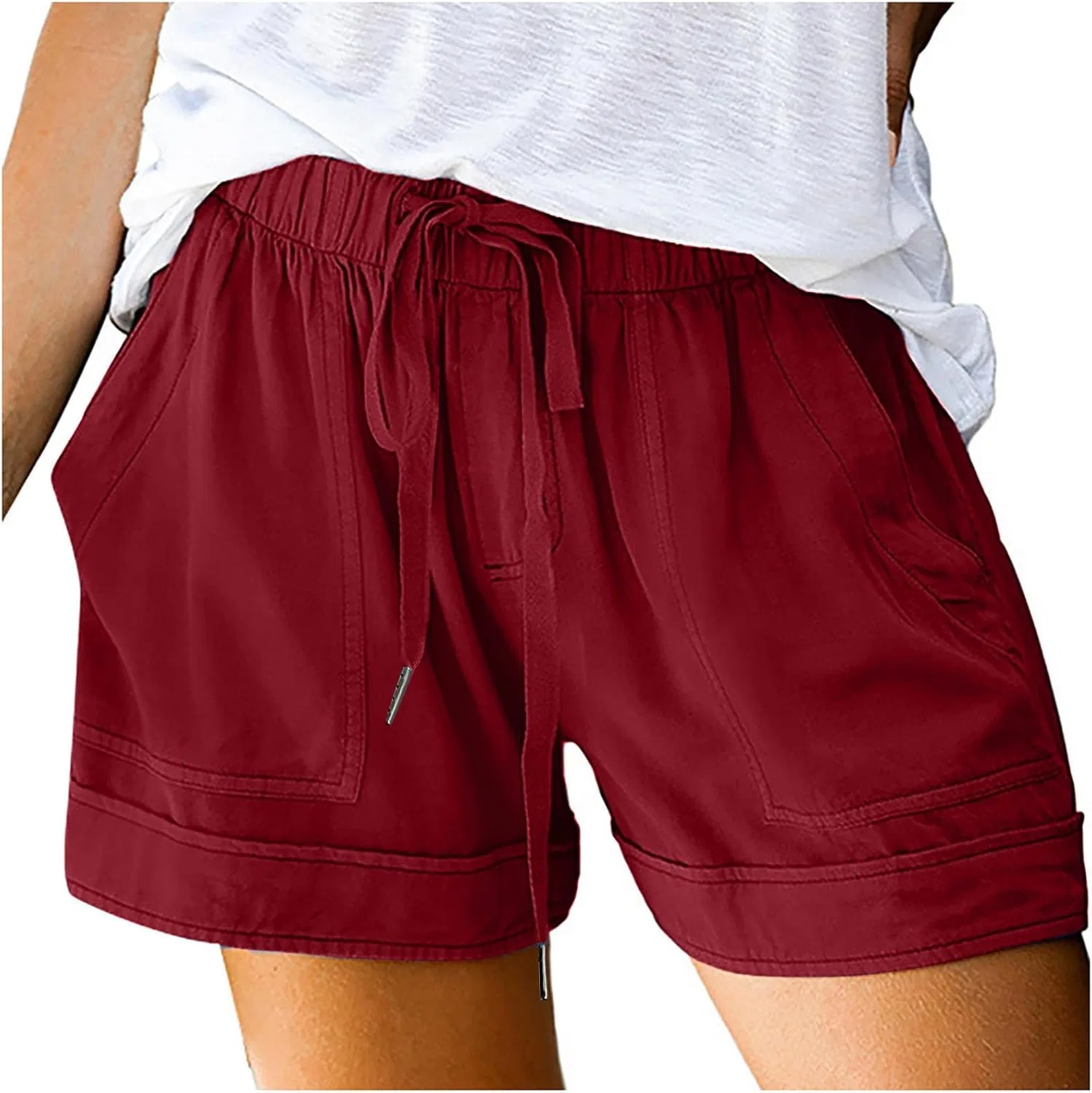 Шорты спортивные с высокой талией Athletic SweatShorts, Wine — фото 4