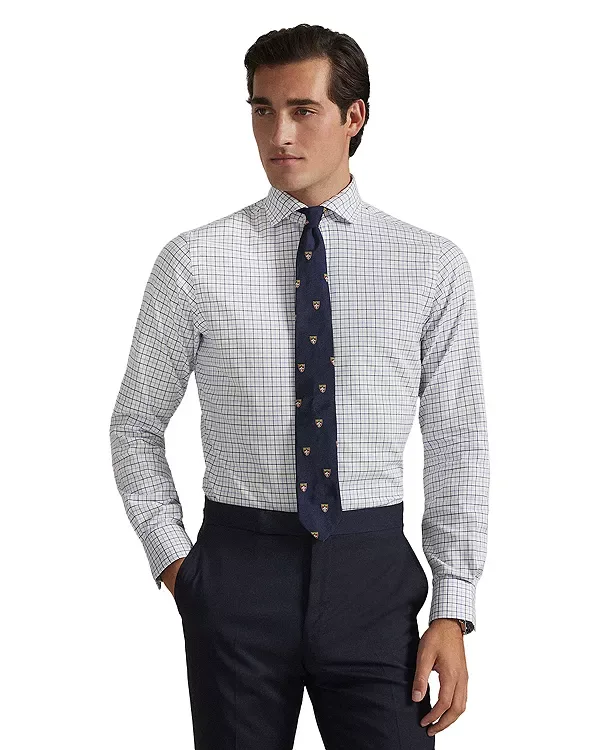 Классическая рубашка из саржи с узором «таттерсалл» Polo Ralph Lauren, White/Blue