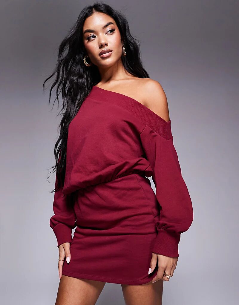 

Асимметричное мини-платье бордового цвета ASOS DESIGN
