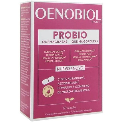 

Пробиотики, добавка для сжигания жира, 60 капсул, Oenobiol