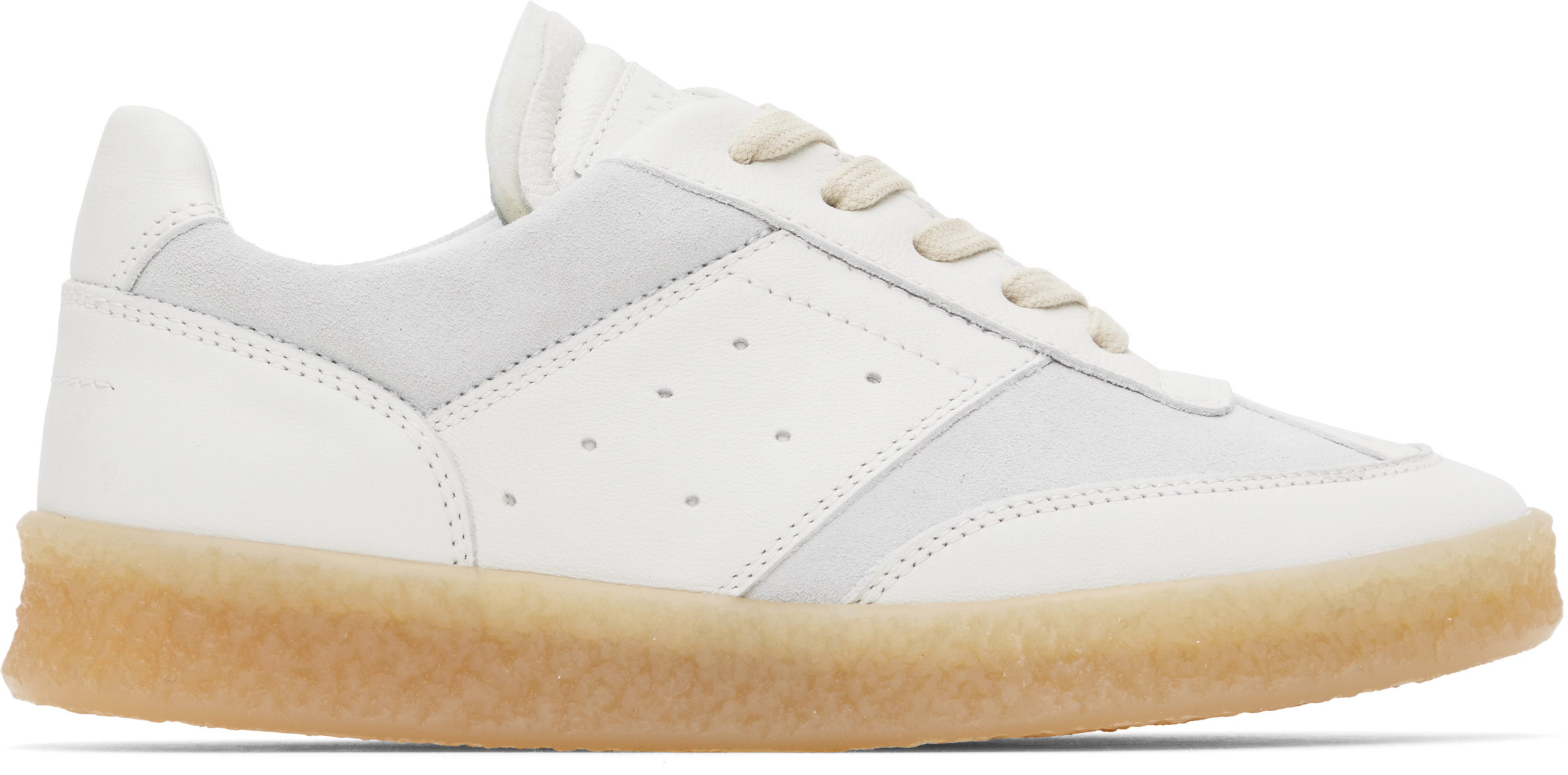 

Серые кроссовки на шнуровке MM6 Maison Margiela, Gardenia/Dawn