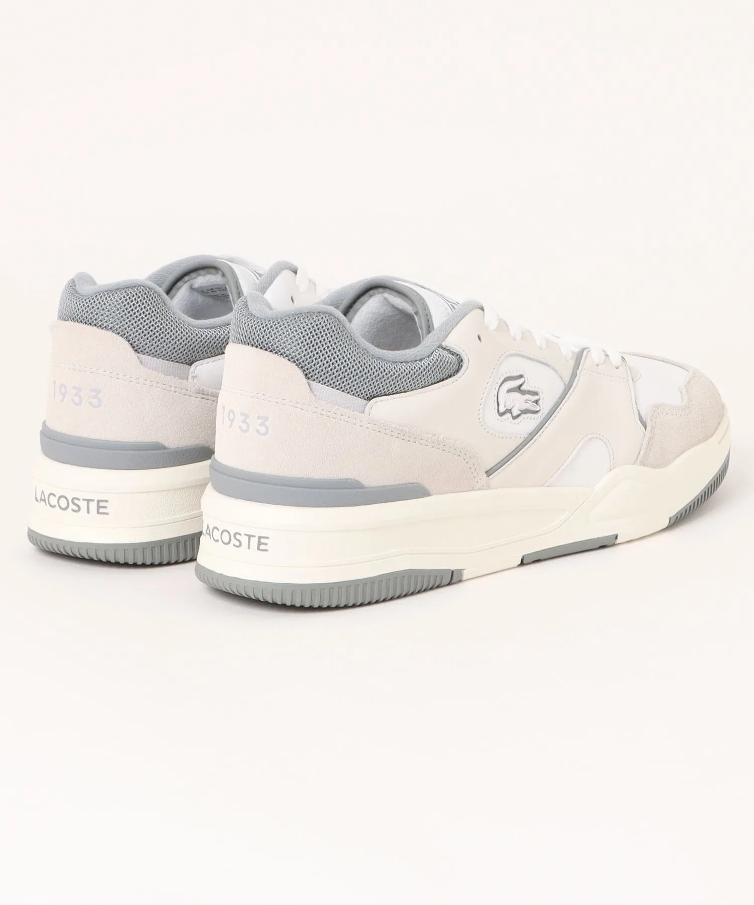 Мужские кожаные кроссовки LACOSTE LINESHOT 124 1 SMA бело-серые — фото 2
