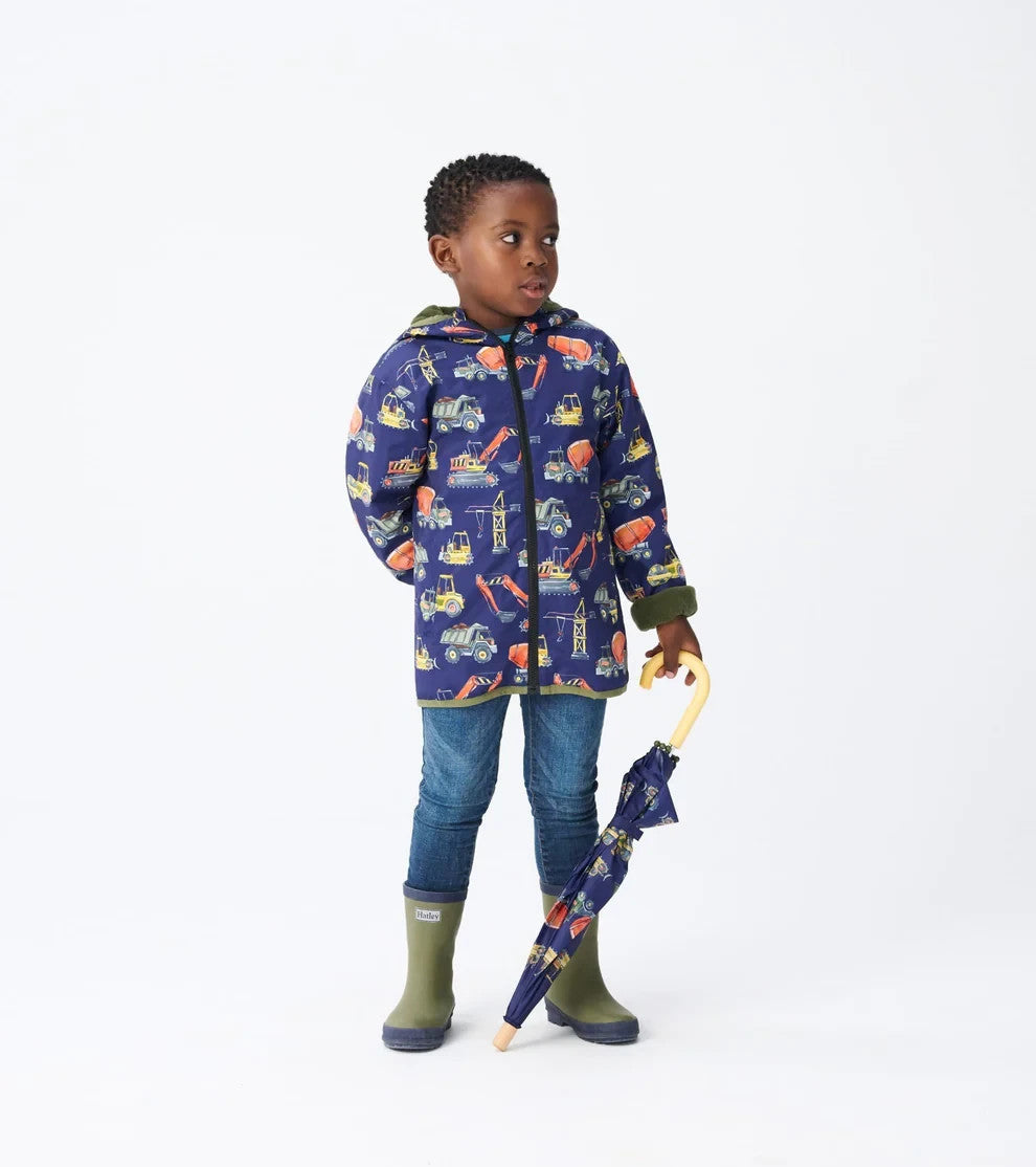 Детская водонепроницаемая куртка Hatley Construction Trucks Rain Jacket Kids Multi Waterproof Full Zip GBO316 — фото 4