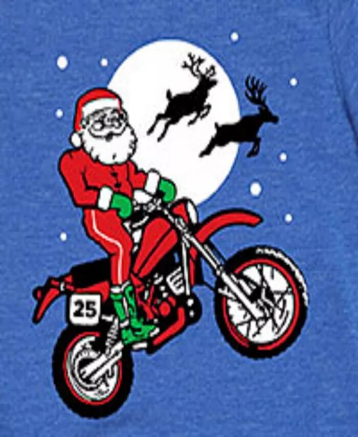 Футболка Big Boys Santa Motorcycle с графикой Hybrid, синий — фото 3