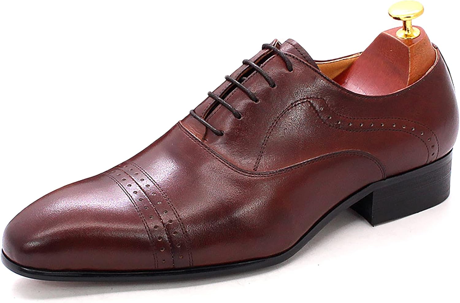 

Мужские классические броги из натуральной кожи с шнуровкой, винтажные оксфорды для офиса, официальных мероприятий и свадеб, коричневые, размер 40 Generic