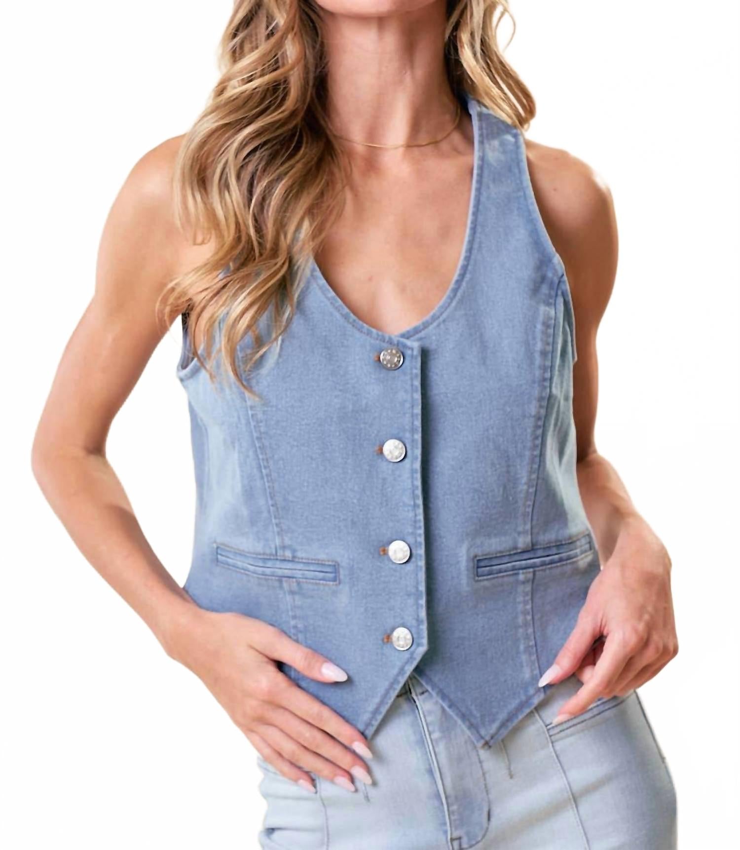 

Облегченный джинсовый жилет в светлом дениме Saints & Hearts, Light Denim