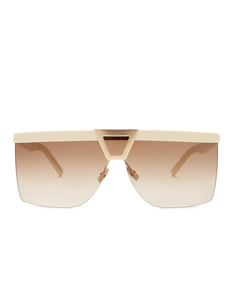 

Солнцезащитные очки Saint Laurent Palace Mask, цвет Ivory, Gold, & Gradient Brown