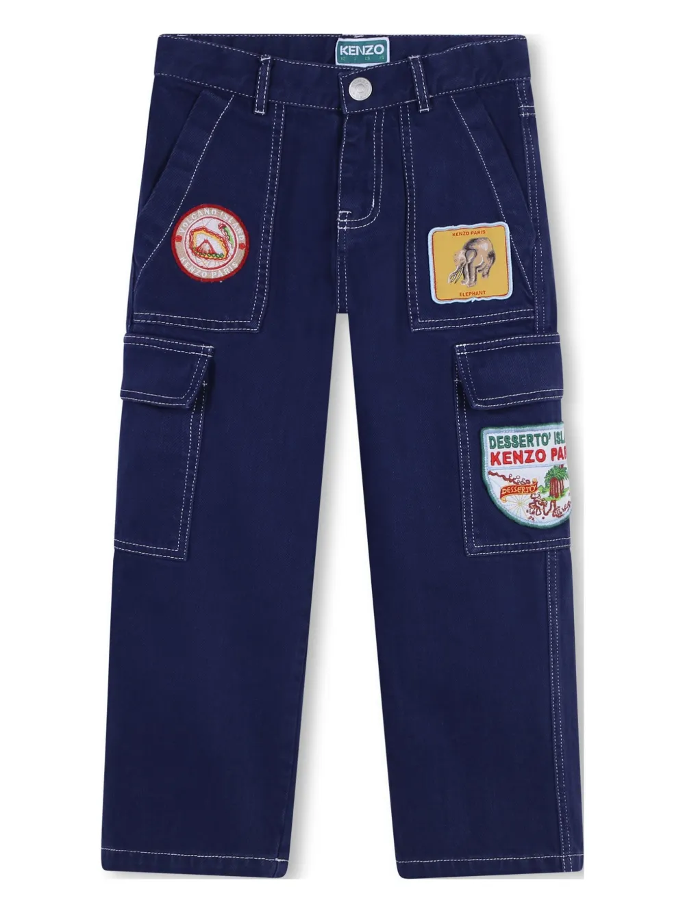 

Джинсы карго с нашивкой-логотипом Kenzo Kids, синий