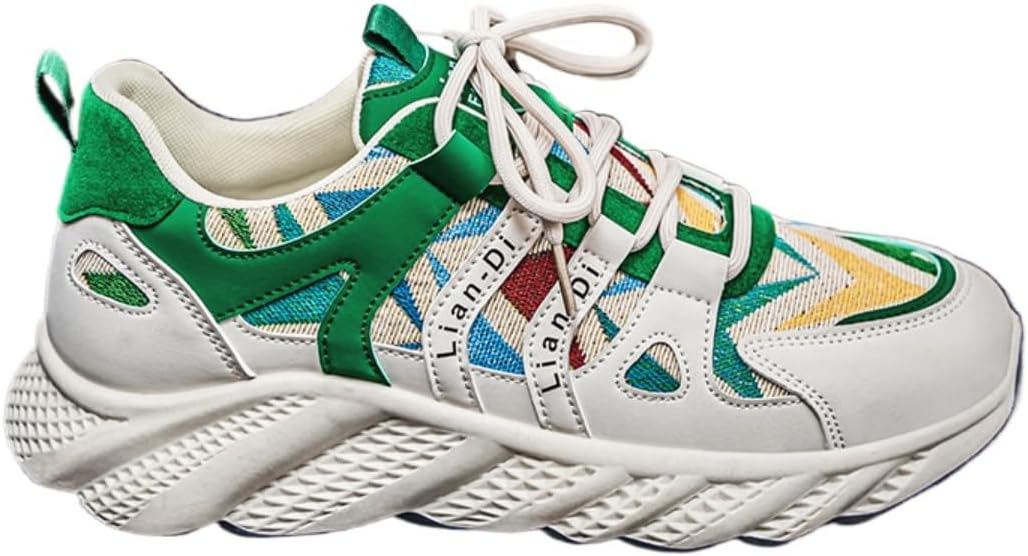 

Кроссовки для мужчин в стиле Y2K с ярким уличным дизайном, дышащей тканью и искусственной кожей, легкой амортизирующей подошвой для прогулок, повседневной моды с заметным узором и смелым дизайном Ctkvbmeoi, зеленый