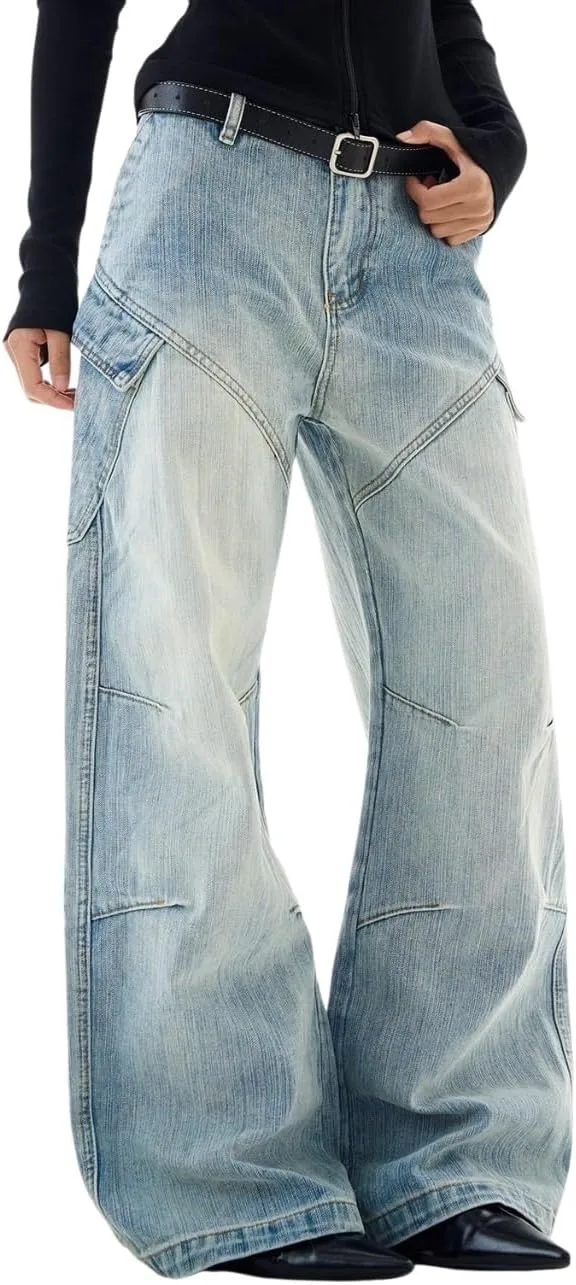 

Багги карго джинсы для женщин и мужчин, широкие бочкообразные джинсы OTEEGX