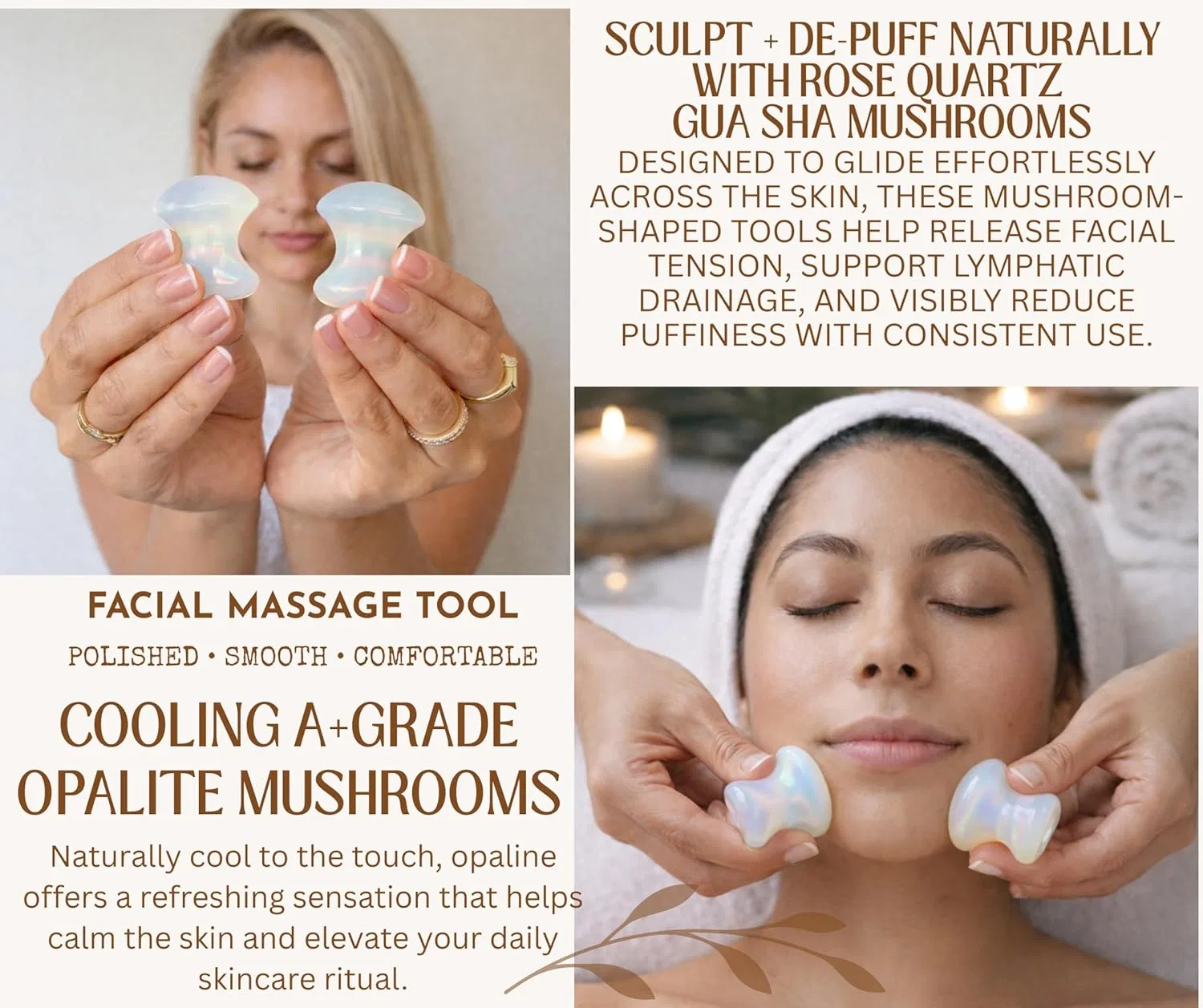 Набор для лица Gua Sha Mushroom Boho Aromatic из 2 предметов, опалит — фото 3