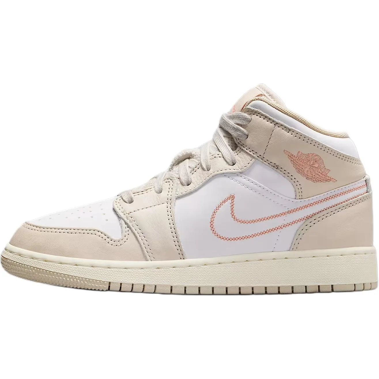 Jordan Air 1 Leather Abrasion Resistant Mid top детские скейтбординг кроссовки Light Brown White для подростков