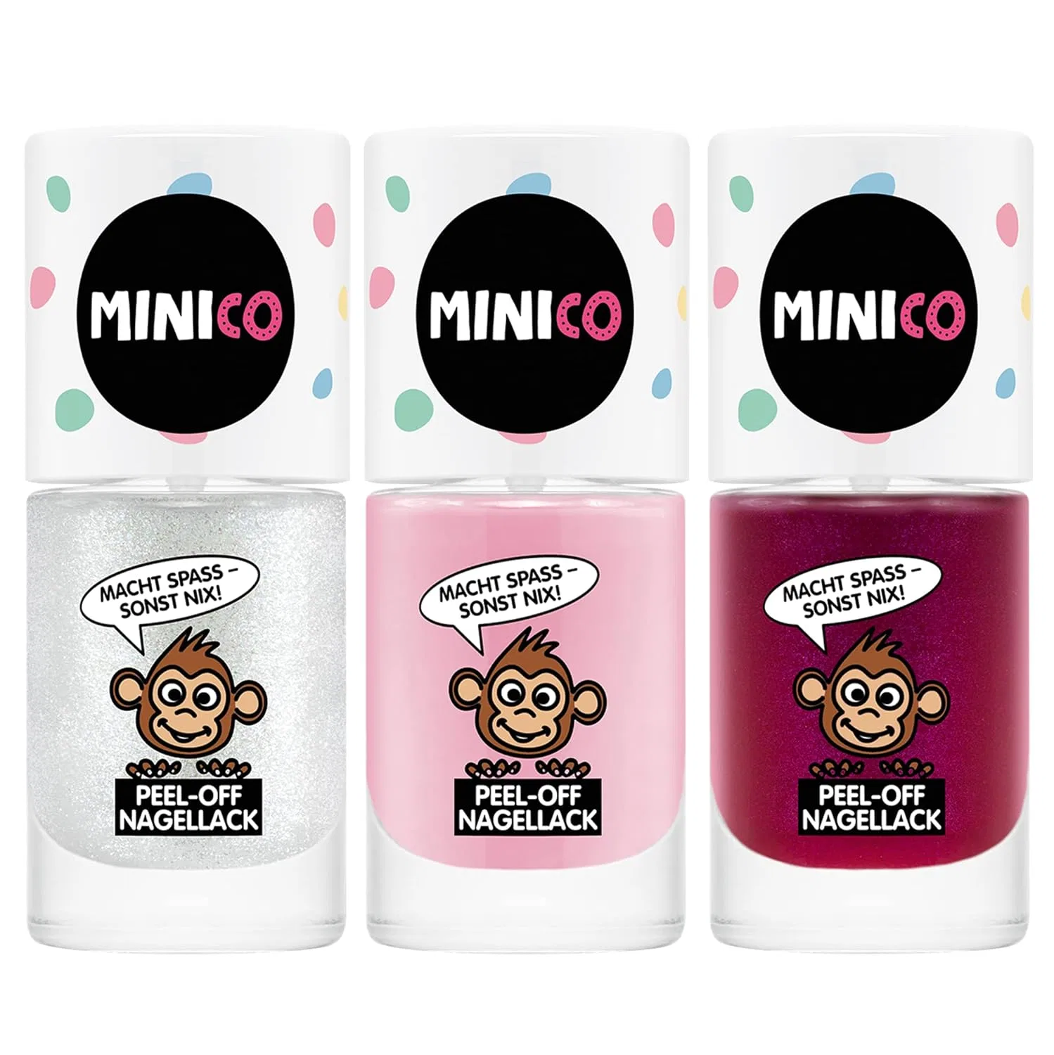 Набор детских лаков для ногтей Minico 3 шт. по 5 мл Minico, Pack Of 3 [Nail Polish Glitter, Pink & Pink]