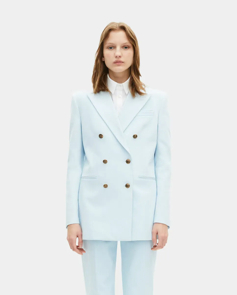 

Женский двубортный пиджак из хлопка The Kooples, синий