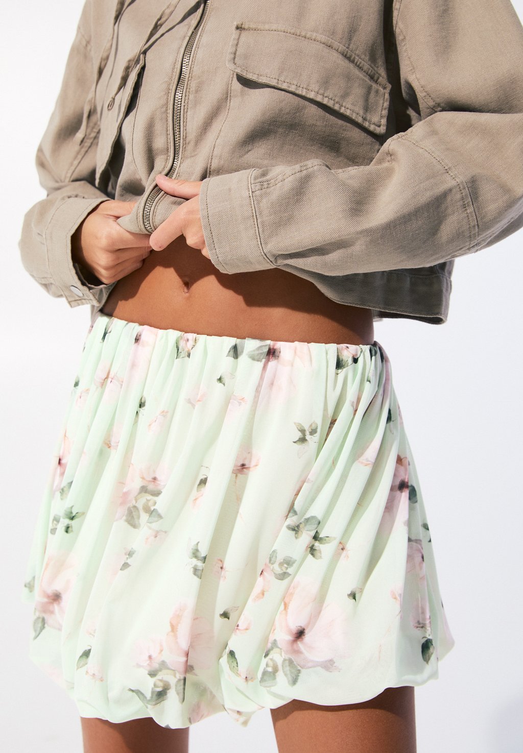 

Юбка-фонарик FLORAL BALLOON - Mini skirt PULL&BEAR, мятный