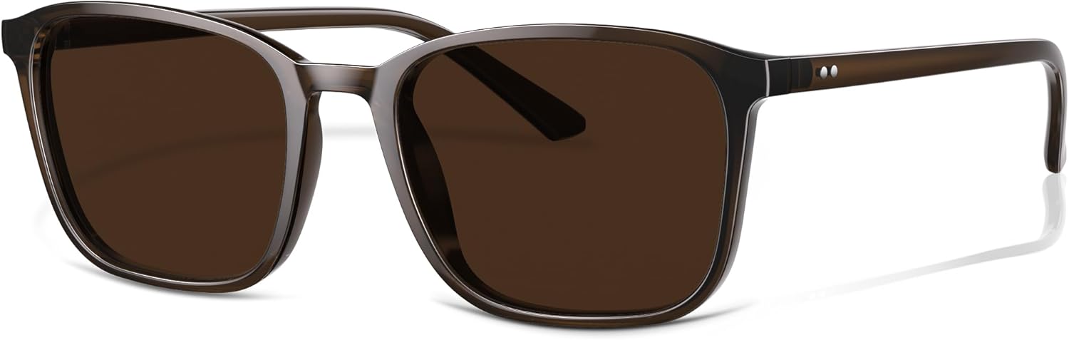 

Поляризованные солнцезащитные очки для мужчин. Легкие мужские солнцезащитные очки квадратной формы с защитой от УФ-излучения для вождения и рыбалки Reglaaly, K03- Glossy Translucent Brown / Brown