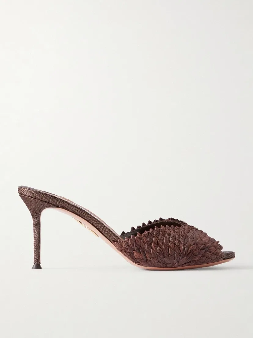 Мюли Rio Flirt 75 из рафии Aquazzura, коричневый
