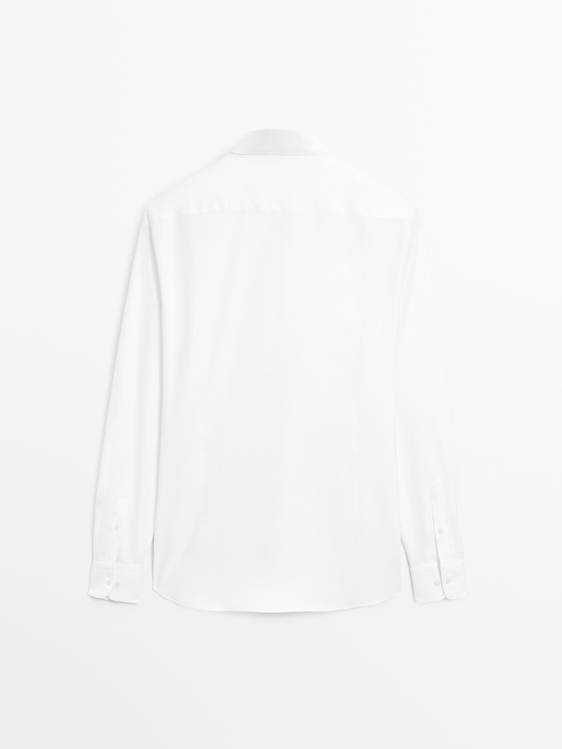 Рубашка оксфорд из хлопка облегающего кроя Massimo Dutti, белый — фото 2