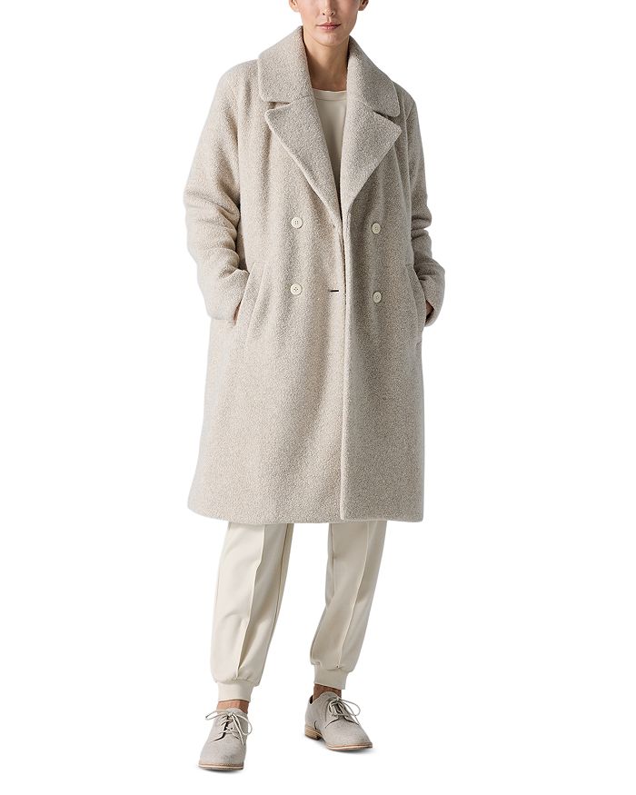 

Пальто из шерсти букле с заостренным воротником Eileen Fisher, коричневый/бежевый