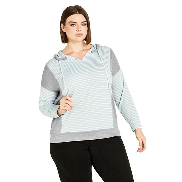

Женский свитер в полоску plus size Avenue, Aquamarine