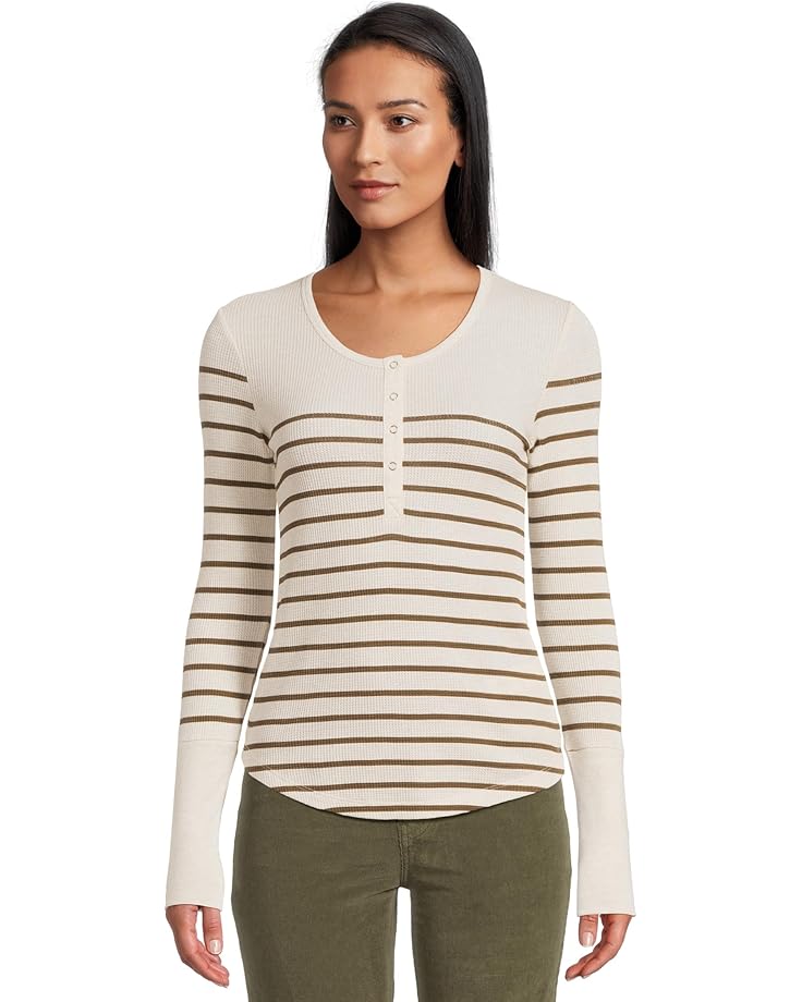 

Женская футболка Splendid Thermal Forevr Stripe Henley, Pale Oak Heather/Soft Chocolate, Коричневый, Женская футболка Splendid Thermal Forevr Stripe Henley, Pale Oak Heather/Soft Chocolate