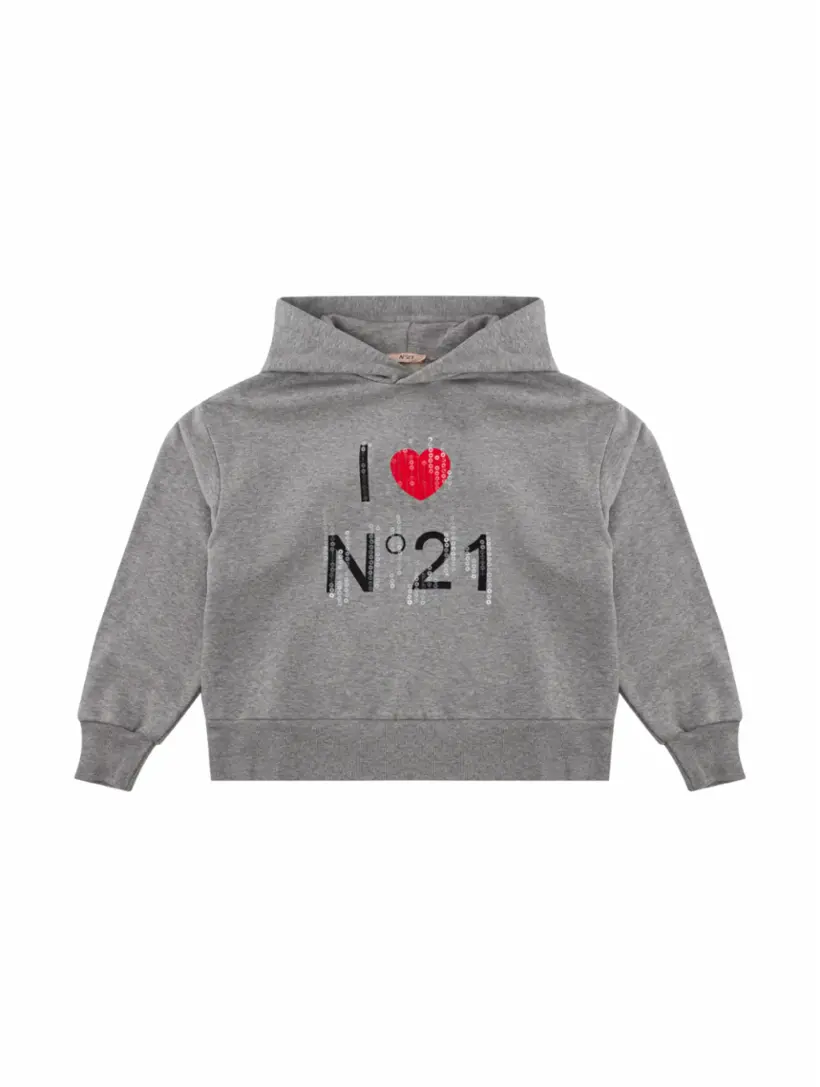 

Хлопковое худи с пайетками N°21, серый