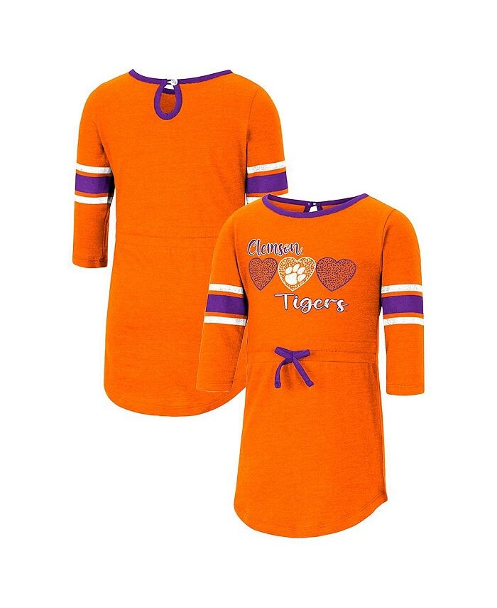 

Оранжевое платье в полоску с короткими рукавами Clemson Tigers для девочек-подростков Colosseum, оранжевый