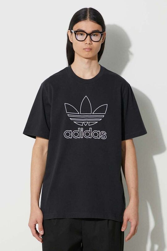 

Хлопковая футболка Trefoil Tee adidas Originals, черный