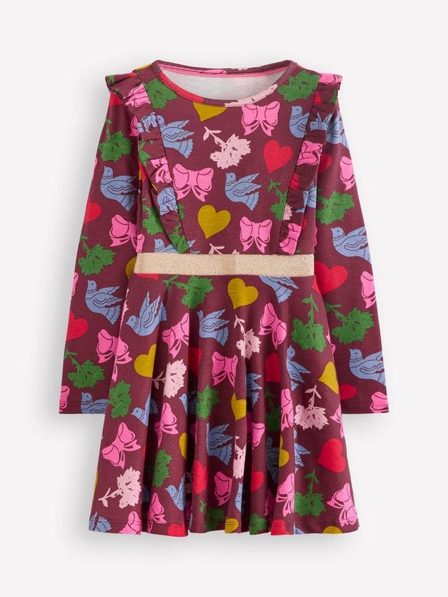 

Детское платье Cora с длинным рукавом из хлопка с принтом Mini Boden, Chestnut Festive Fun