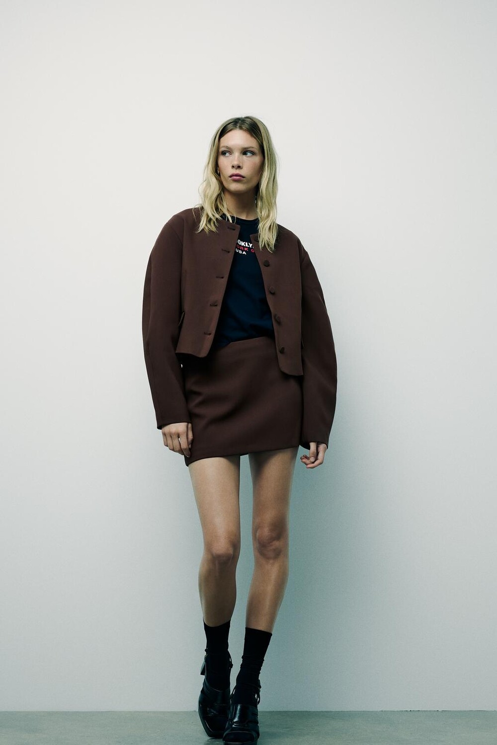 

Блейзер с воздушным шаром ZARA, коричневый