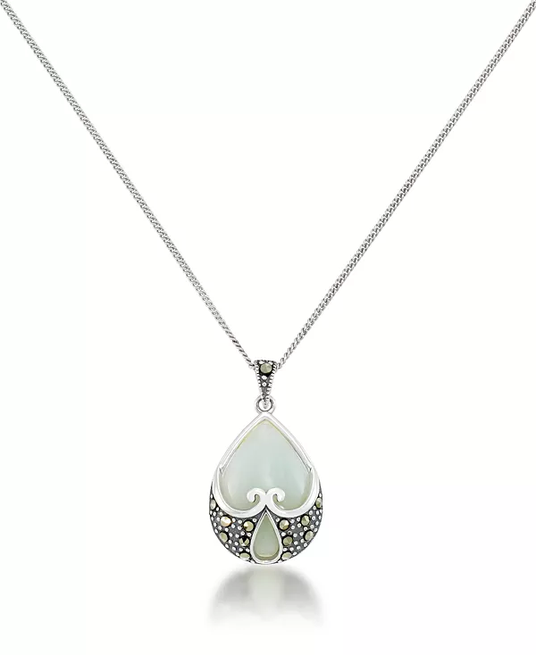 

Подвеска-Капля из нефрита в форме сердца и цепочка с панцирным плетением Macy'S, green