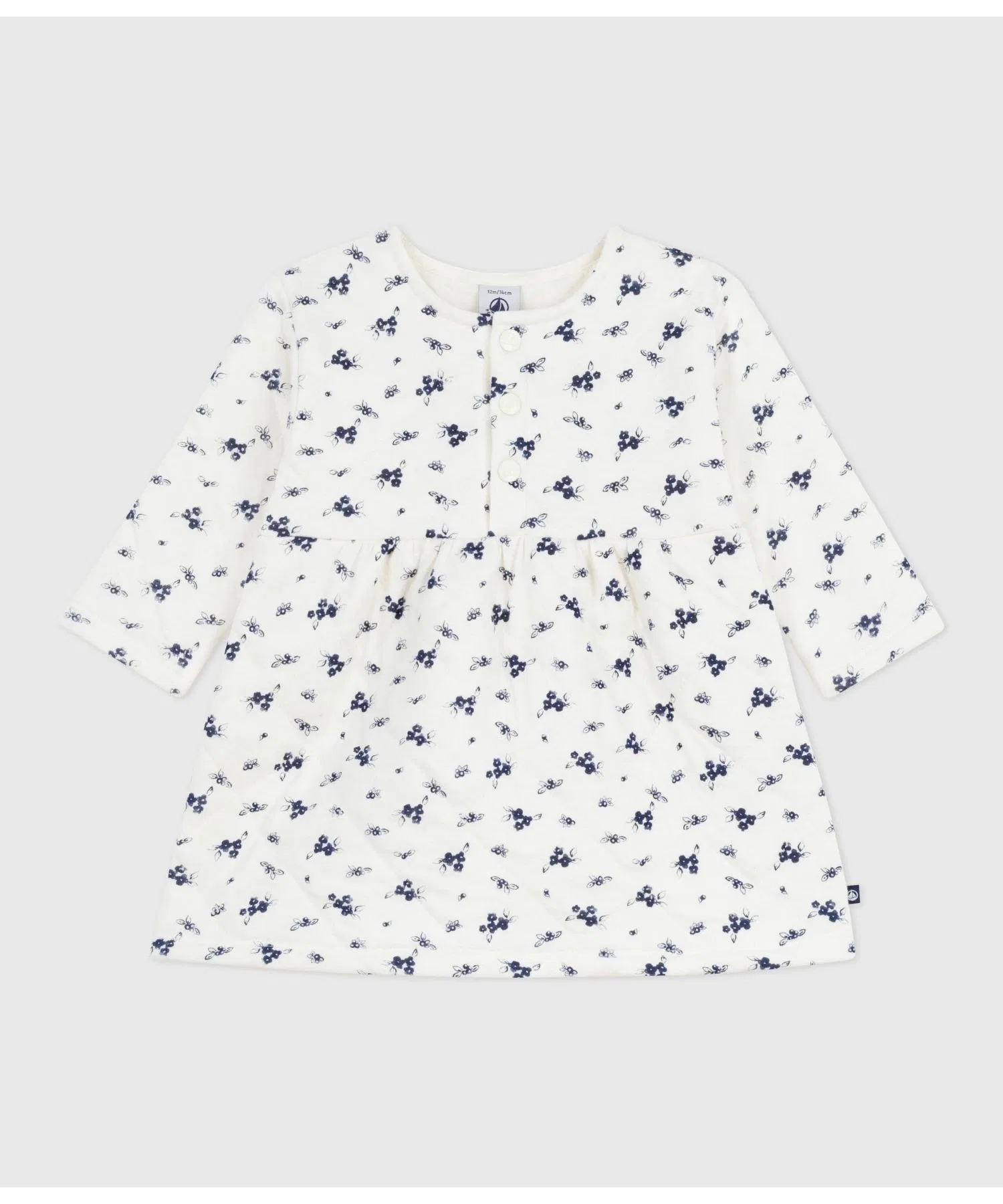 Детское платье с цветочным принтом PETIT BATEAU бело-синее — фото 3